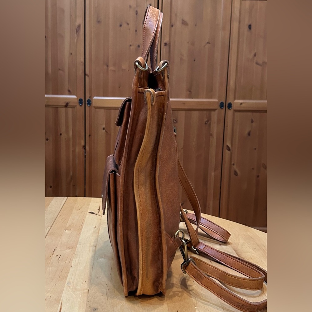 Distressed Multifunctional Backpack Crossbody Tote - image 7